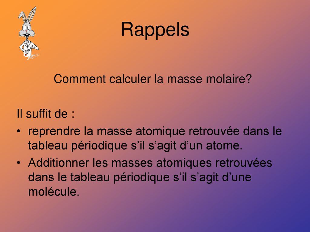 Mise à jour 103 imagen formule pour calculer la masse molaire atomique